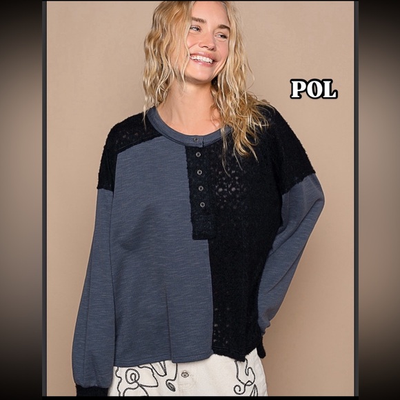 POL Tops - New- POL Lace Contrast Top